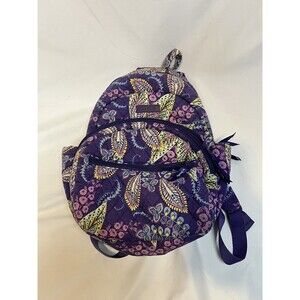 Vera Bradley Purple Backpack Book Bag Quilted Floral Flowers